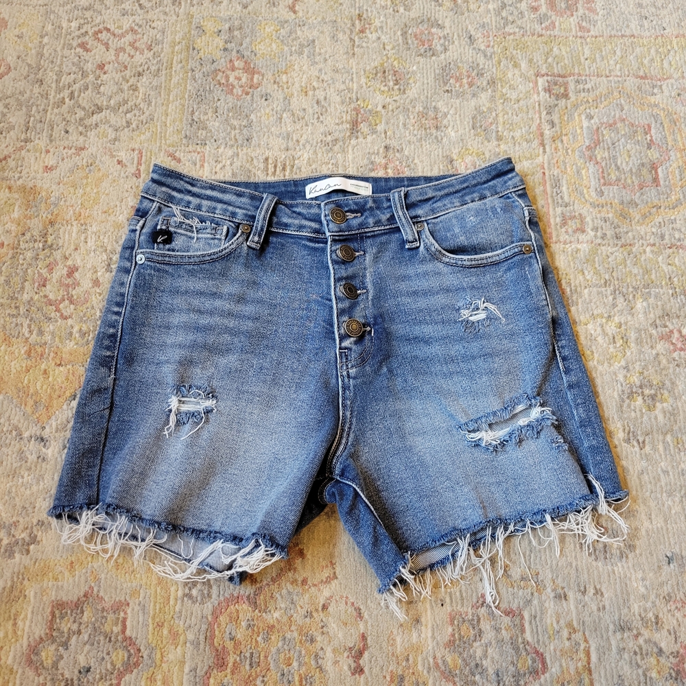 Kancan Light Blue Distressed Jean Shorts Size 27